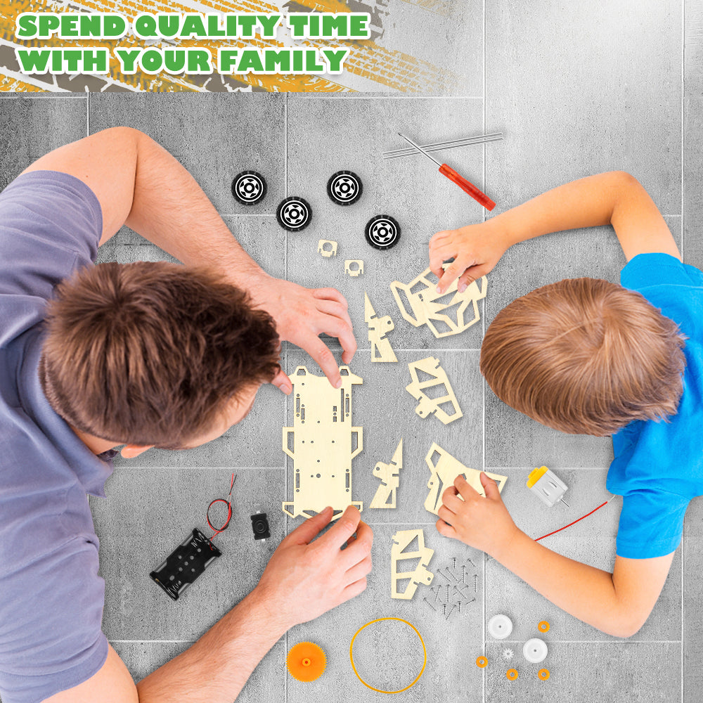 Fun 4Pcs DIY Wooden Race Cars Easy to Assemble Arts Crafts Kit